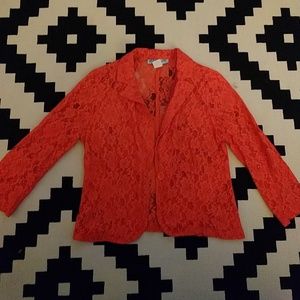 Coral lace blazer